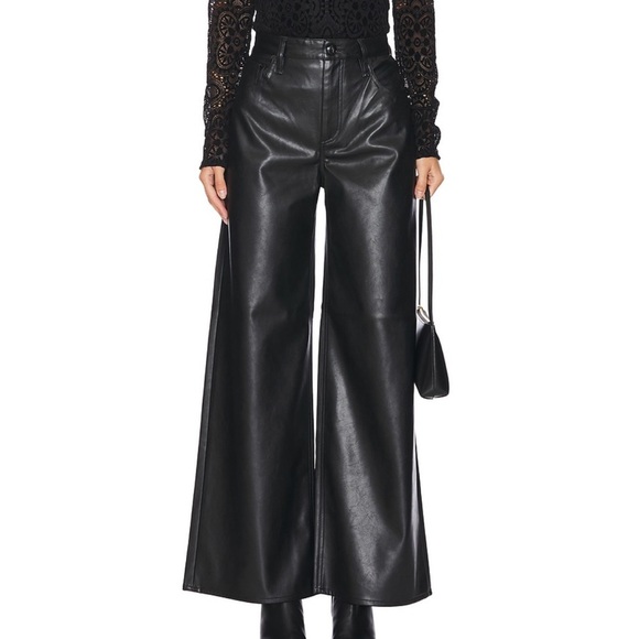 Rag & Bone Sofie Faux Leather Pant Wide Leg High Rise Vintage Stretch Jean 26 - Picture 7 of 16